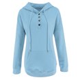 thumbnail image 5 of ZSQDM Under $20 Women Solid Basic Fleece Letter Loose Hoodie Sweatshirt Long Sleeve Kangaroo Pocket Drop Shoulder Pullovers Top Women'S Hoodies & Sweatshirts Blue Women S Nylon Hoodie Xxl, 5 of 5