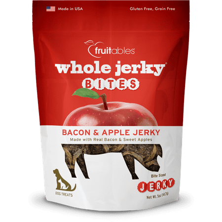 UPC: 0895352002747 | Fruitables Small Dog Jerky Treats – Bacon & Apple Flavor – Dry Jerky – 5oz