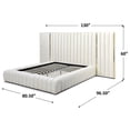 thumbnail image 2 of Avalon Velvet Upholstered Queen Platform Bed with Wings in Cream, 2 of 2