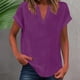 thumbnail image 2 of Camiseta sin mangas de verano para mujer, corte holgado, cuello en V plisado, sin mangas, bajo curvo, fluida, 2 of 5