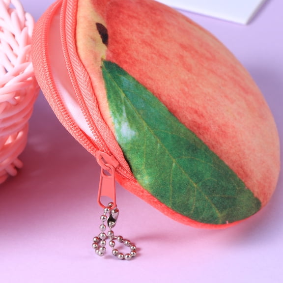 Homoyoyo Small Coin Purse Keychain Cute Peach Shape 1Set for Women Everyday Use