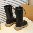 thumbnail image 6 of Ticikt Girls Lace Up Tall Knee High Boots, Side Zipper Platform Non Slip British Style Princess Fashion Long Boots,BK1, 6 of 7