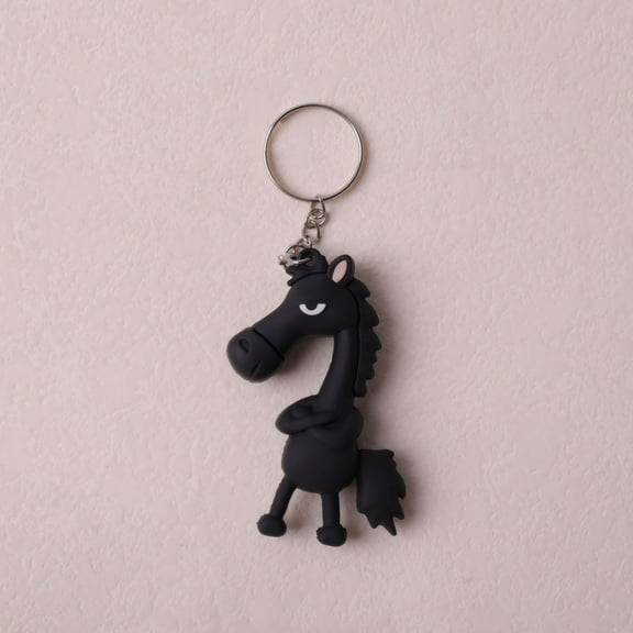 Gaiwos Black Horse Bag Charm 2.7 inches, Year Of The Horse Keychain Pendant, Minimalist Keyring with Attitude, Equine Themed Gift for Kids and Adult