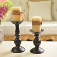 thumbnail image 4 of Candelabros de pilar de hierro de 2 piezas negros para pilar de 80 mm Velas o velas LED sin llama, Halloween, 4 of 5