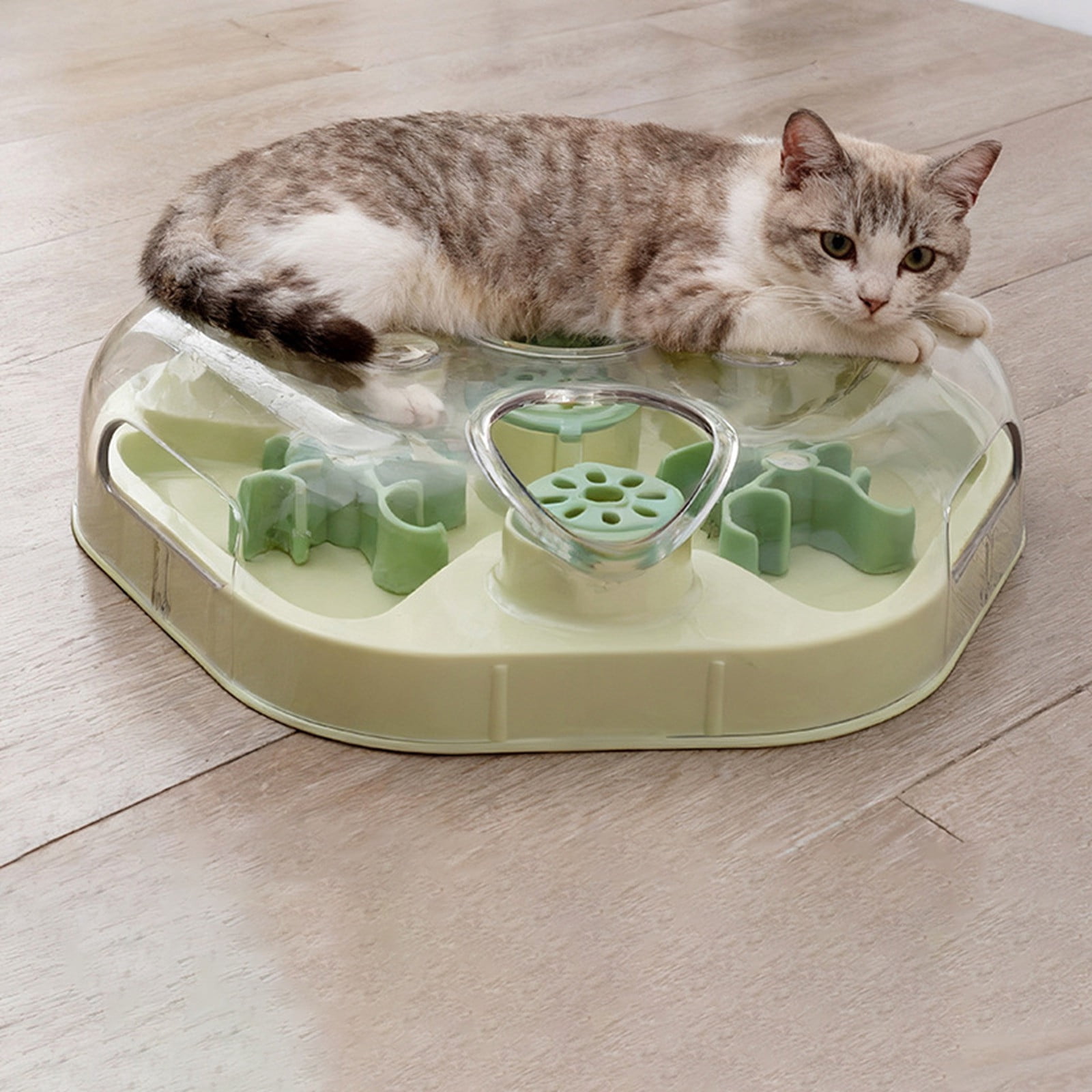 Interactive Cat Slow Feeder Puzzle Bowl Visible Dispensing Enrichment Toy for Mental Stimulation Anxiety Relief Indoor Cats