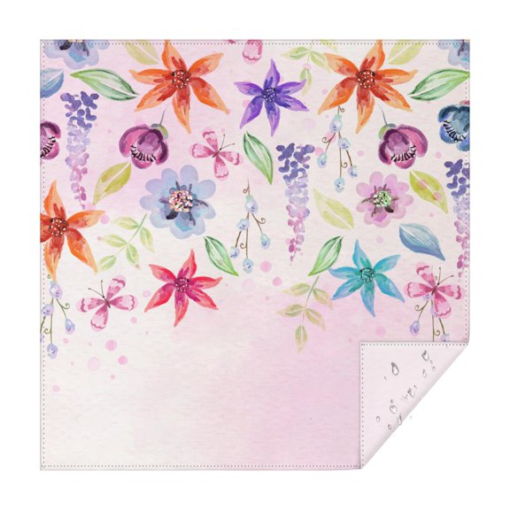 60x60in(152x152cm) Square Tablecloth, Waterproof Polyester Table Cover, Wrinkle Resistant & Washable Fabric for Dining, Kitchen, Picnic, Floral Flowers Print
