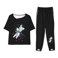 thumbnail image 1 of Qiopertar Ensemble Mode Femme Imprimé Décontracté Ample Col Rond Manches Courtes Haut Pantalon Deux Pièces Liquidation Livraison Gratuite Offres de la Semaine Liquidation, 1 of 5