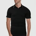 thumbnail image 2 of Yindaity Men's Slim-Fit Cotton Pique Polo Shirt Black,2XL, 2 of 5