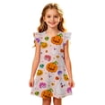 thumbnail image 5 of WhouRiu Girls Halloween Graphic Dresses Sleeveless Flutter Sleeve Crew Neck Dress Kids Comfortable Cute Party Nightgown,6-7 Years, 5 of 5