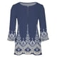 thumbnail image 4 of ICHUANYI ClearanceFashion Women's Summer V-Neck 3/4 Sleeve Print Casual T-shirt Blouse(Blue, XXL) ICHUANYI WER20232080503574, 4 of 5