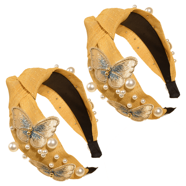 Diadema de perlas anudadas, accesorios para el cabello con forma de mariposa, diademas para niñas, diadema con nudo superior linda a la moda sin deslizamiento