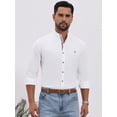 thumbnail image 4 of DARING DIVA Men's Stand Collar Long Sleeves Button Down Linen Shirts M White, 4 of 7