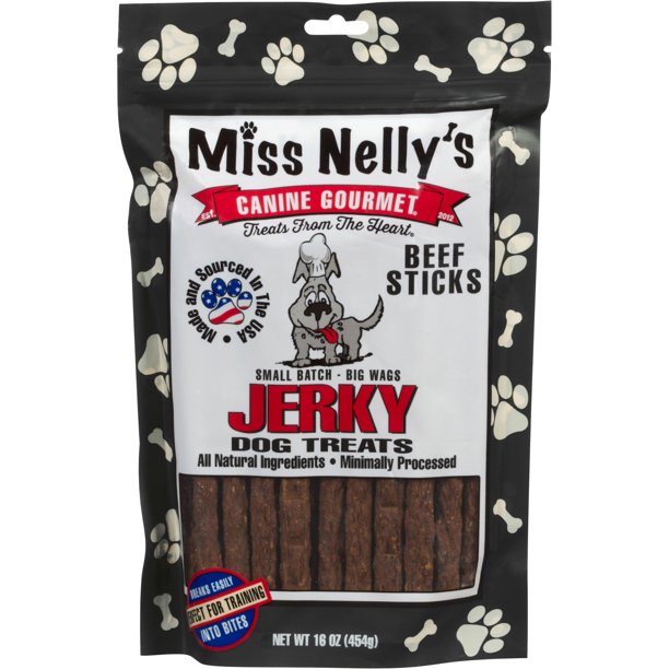 Miss Nelly's Canine Gourmet Jerky Dog Treats Beef Sticks USA Made