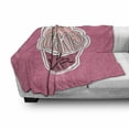 thumbnail image 3 of Funny Words Soft Flannel Fleece Throw Blanket, Make Cupcakes Lettering on Yummy Pastry and Polka Dots, Cozy Plush for Indoor and Outdoor Use, 50" x 60", Pink Dried Rose Peach, by Ambesonne, 3 of 6