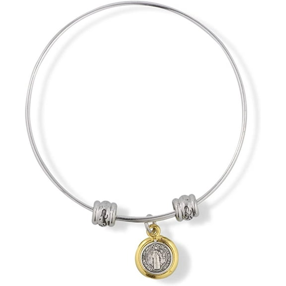 EPJ Catholic Gifts Saint St Benedict Medal San Benito Religious Jewelry for Women Bracelet Bangle Charm Gifts Catholic Jewelry for Women Men Boys and Girls