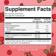 MaryRuth's Cranberry D-Mannose Gummies USDA Organic 500mg Cranberry Extract Urinary Health Vegan Adults Ages 18+, 60 Count