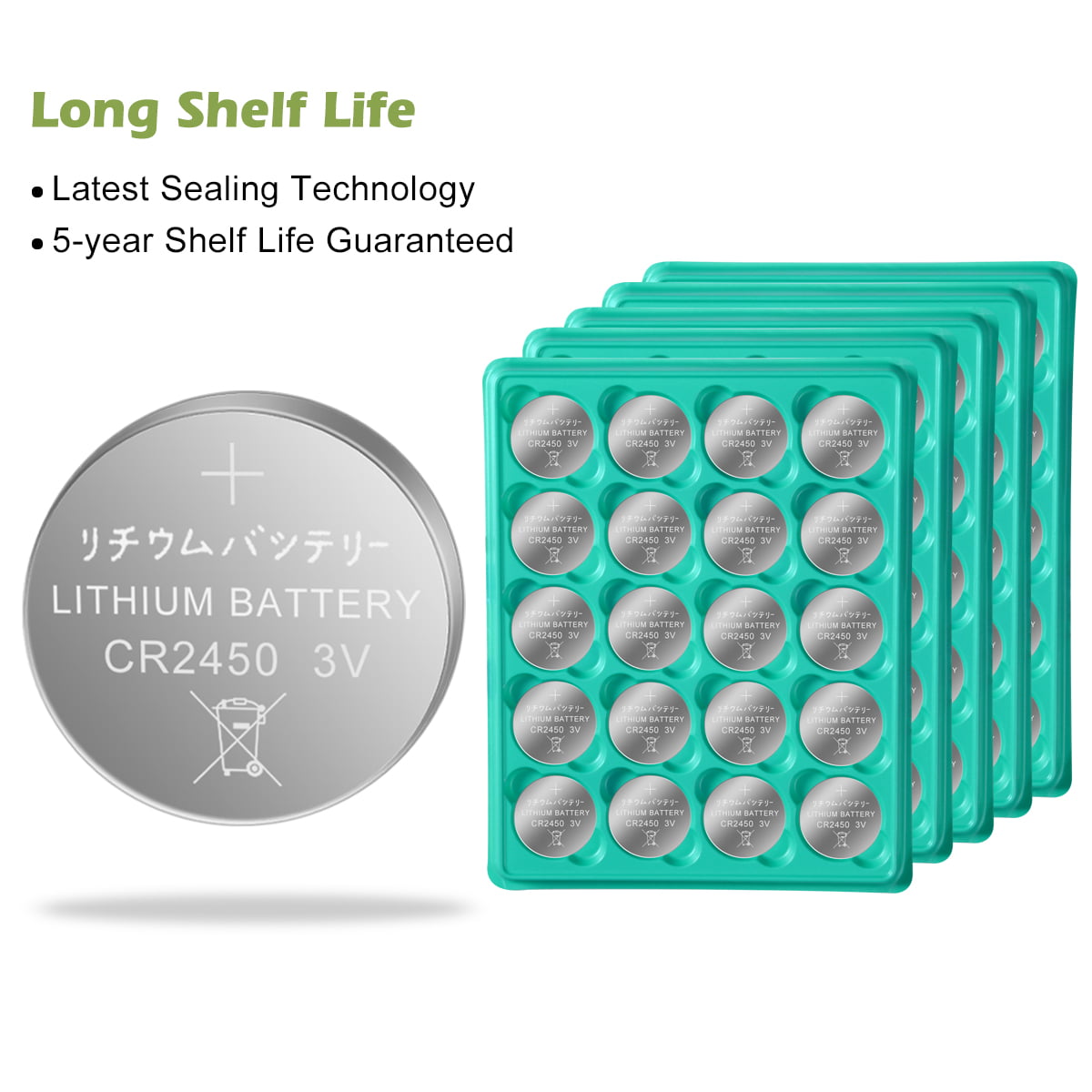 Lithium Metal Batteries CR2450, 3V, 550mAH - 5 Pack - Uyuni Lighting