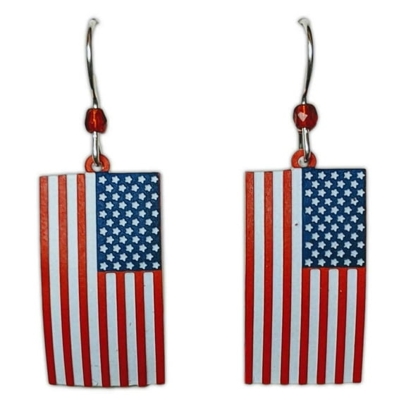 AMERICAN FLAG Hypo-Allergenic Earrings, Sterling Silver Plated, by Sienna Sky