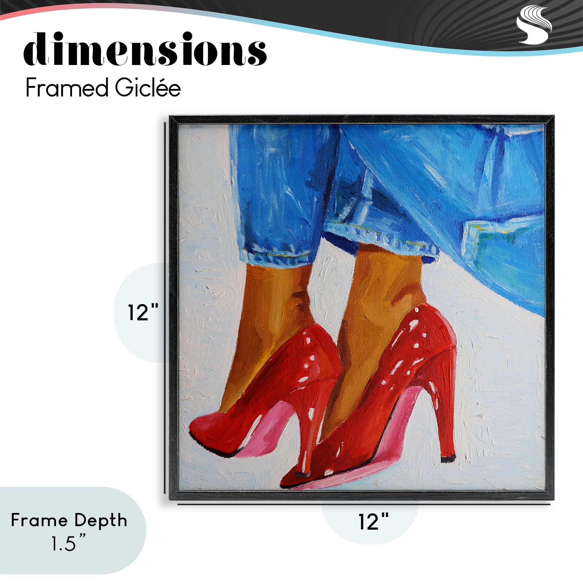 Stupell Industries Glossy Red Pumps & Jeans Black Framed Giclee Art, design by Violeta Vollmer