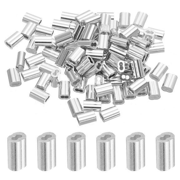3/64" 1.2mm Aluminum Crimping Loop Sleeve Double Ferrule, Silver 100pcs