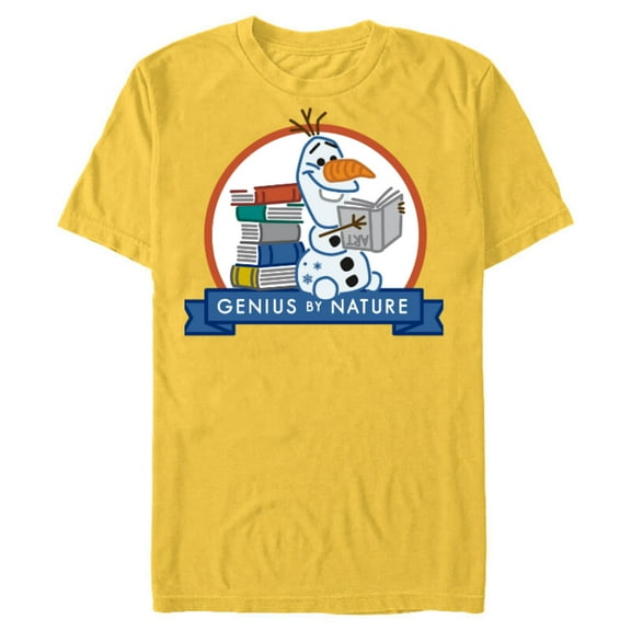 Disney Frozen 2 Olaf and Books Genius By Nature- Short Sleeve Blended T-Shirt for Adults - Customized-Yellow