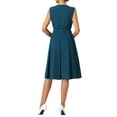 thumbnail image 3 of Vestido sin mangas para mujer INSPIRE CHIC con cremallera, cinturón, corte ajustado y acampanado, vestido midi para el trabajo, color azul, 3 of 6