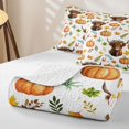 thumbnail image 4 of Homewish Watercolor Highland Cow Twin Quilt Set, Pumpkin Maple Leaf Twin Coverlet Set, White Orange Green Brown, 2 Pieces 1 Bedspread and 1 Pillowcase, 4 of 7