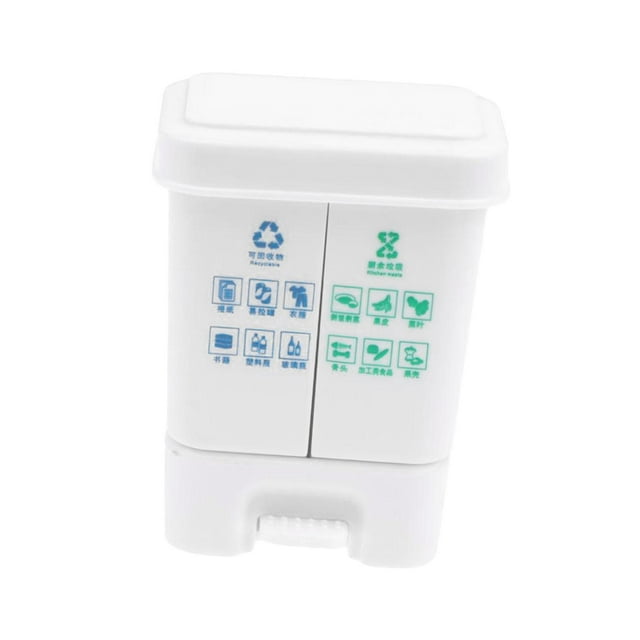 Cubo de basura decorativo a escala 1:12, simulación compacta, decoración de cubo de basura Blanco