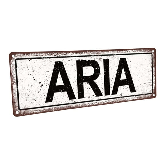 Aria 4"x12" Metal Sign, Wall Décor for Kids Room and Nursery