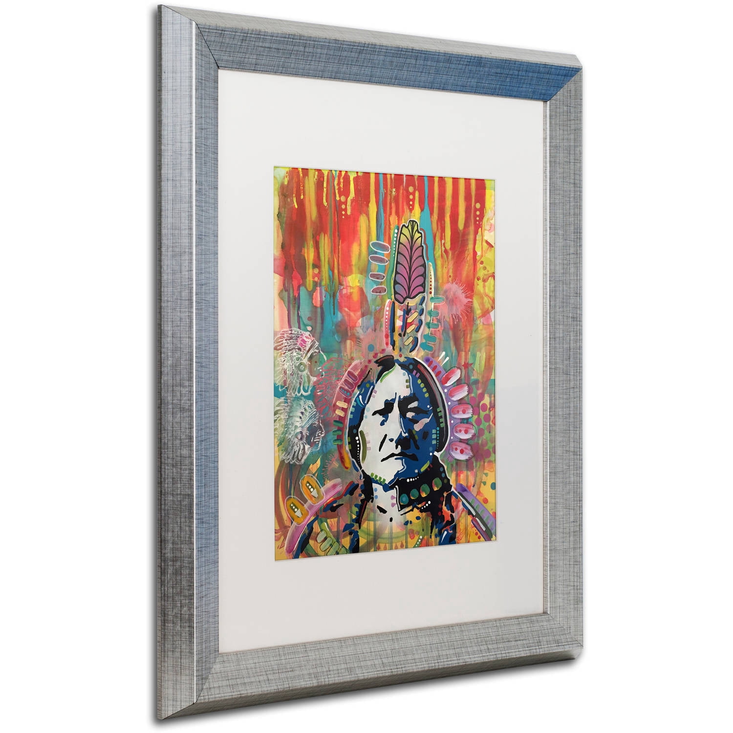 Trademark Fine Art "Sitting Bull 1" Canvas Art by Dean Russo, White Matte, Silver Frame