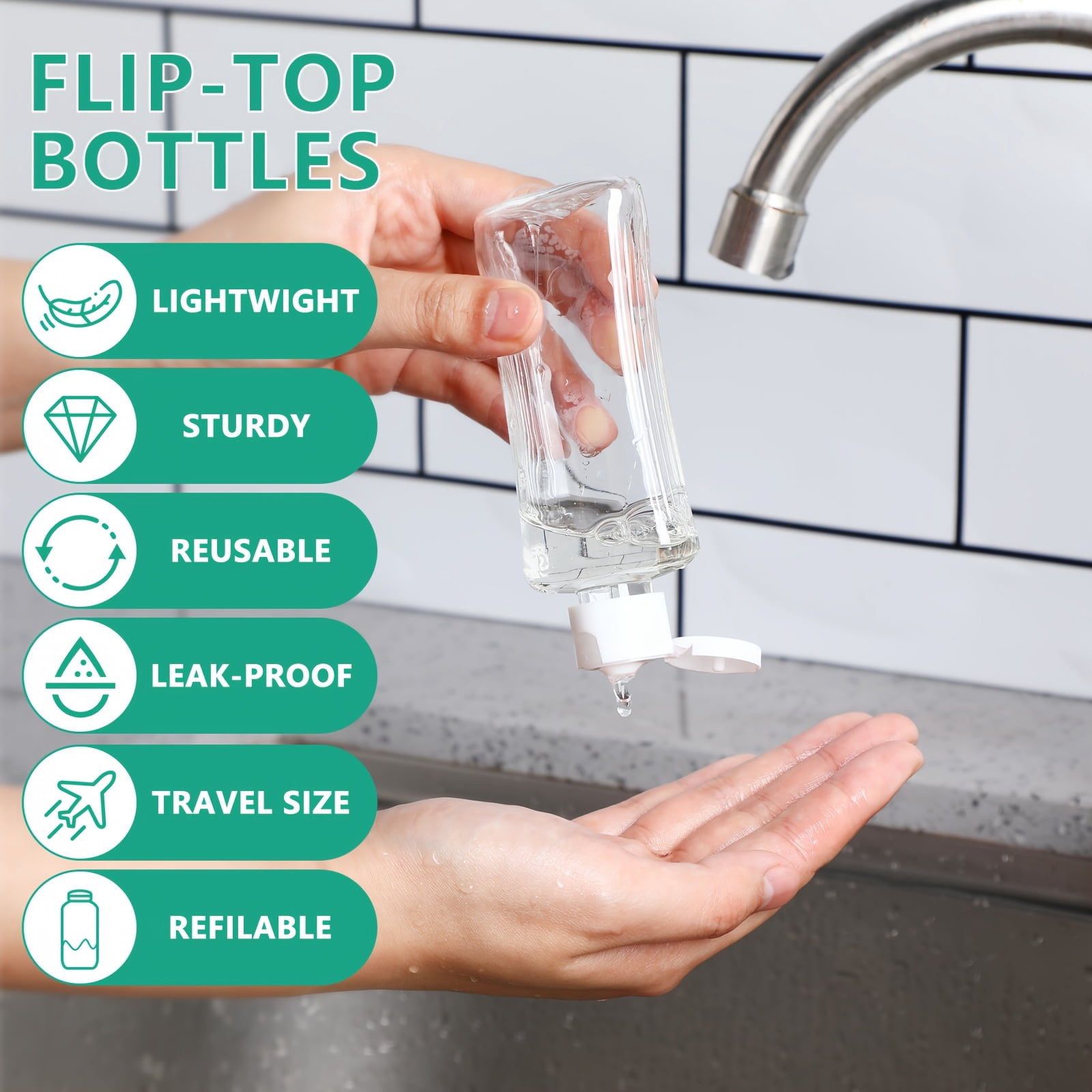 36 Pcs Travel Size Bottles 3.4 Oz, Leak Resistant Flip Top Plastic Containers for Shampoo Lotion Shower Gel, Refillable Portable Toiletry Bottles for Travel Essentials and Daily Use