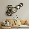 thumbnail image 6 of Hexagon Floating Shelves 5 Different Sizes Honeycomb Shelves for Wall, Brown, 6 of 9