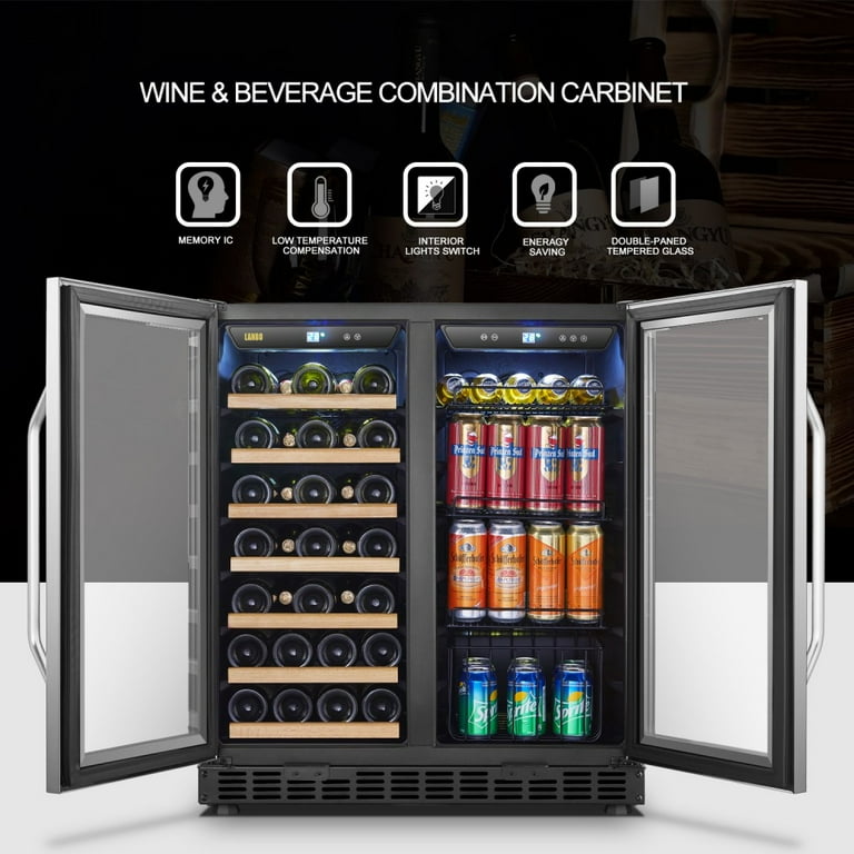 Lanbo 33 bottle and 70 can dual cheap zone freestanding wine and beverage refrigerator lw3370b