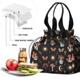 thumbnail image 4 of Mushroom and Sun Gothic Pattern Drawstring Insulated Lunch Bag for Women, Stain-Resistant Large Lunch Tote with Multi-Pockets for Work Office, 4 of 6