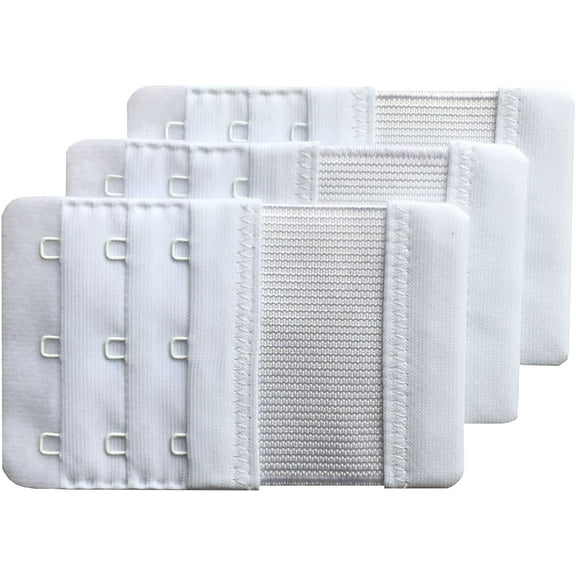 Ladies Pack of 3 Soft Comfortable Extension 3 Hook Bra Extenders, 5.7cm