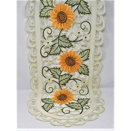 

Sinobrite H8710-15x54 15 x 54 in. Sunflower on Cream Fabric Table Runner