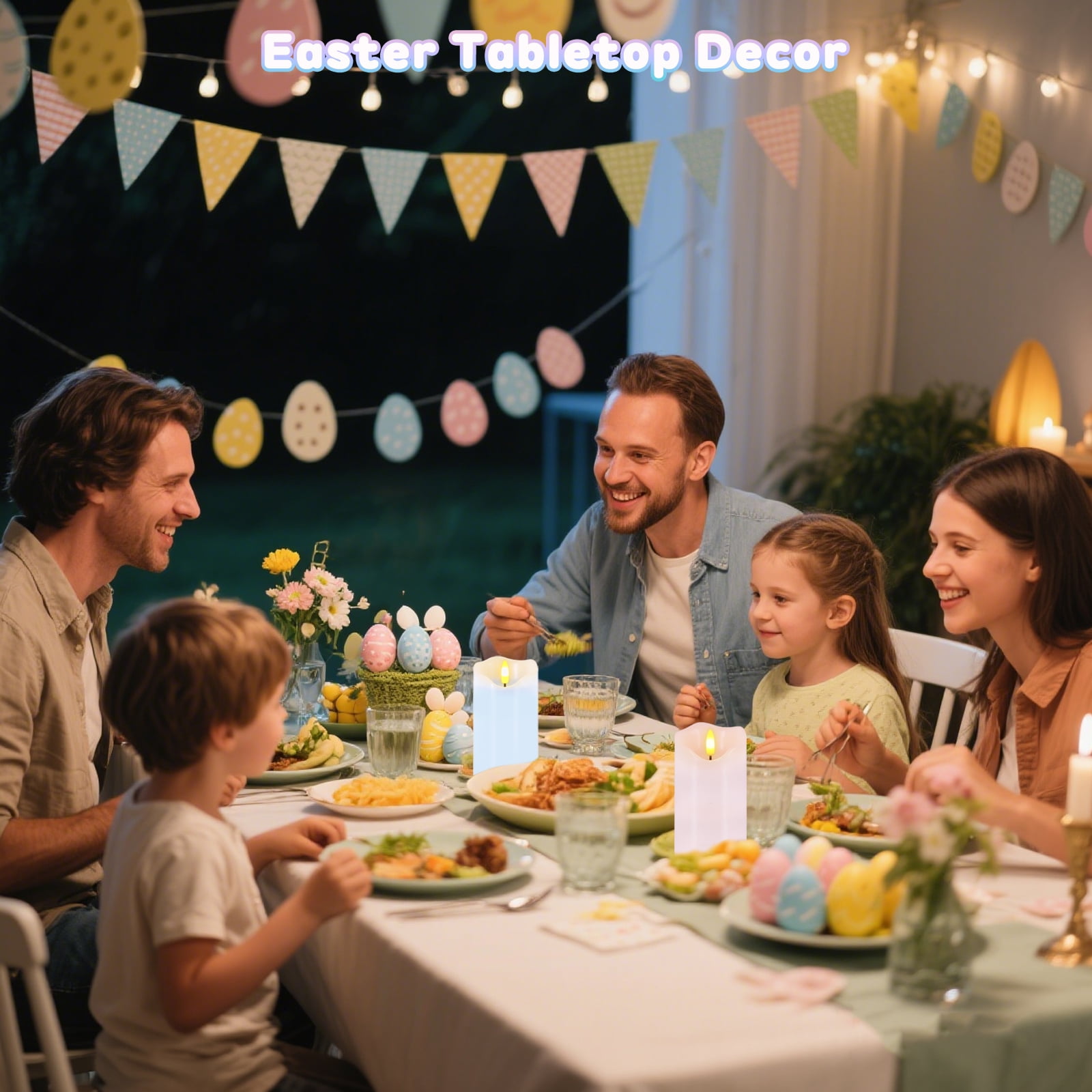 Flameless Candles Light, Set of 2 6"x3" Flickering Pastel Spring LED Candles with Remote & Timer, Dimmable Real Wax Easter Pillar Candles Battery Operated for Home Spring Easter Decor