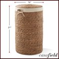 thumbnail image 3 of Casafield Round Laundry Hamper with Lid and Removable Liner Bag - Cinnamon Brown, Woven Water Hyacinth Laundry Basket for Clothes, 3 of 7