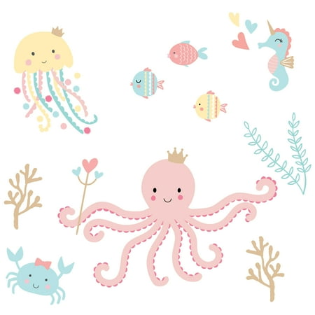 UPC: 0084122009530 | Bedtime Originals Ocean Mist Pink/Aqua Sea Animals Wall Decals