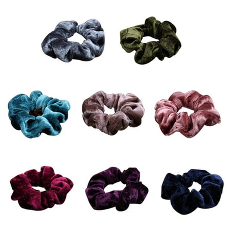 8pcs Hair Scrunchies Soft Elastic Traceless Pleuche Hair Ropes