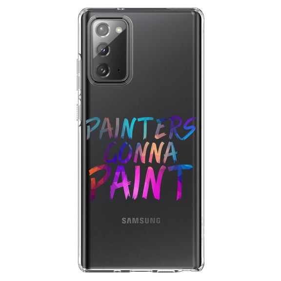 DistinctInk Clear Shockproof Hybrid Case for Galaxy Note 20 ULTRA (6.9" Screen) - TPU Bumper Acrylic Back Tempered Glass Screen Protector - Painters Gonna Paint
