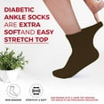 thumbnail image 2 of Diabetic Ankle Socks, Non-Binding Circulatory Cushion Cotton Quarter Socks for Men’s Women’s (Brown - 12 Pairs, Socks Size 13-15, Fit Men's Shoe Size 9-14), 2 of 6