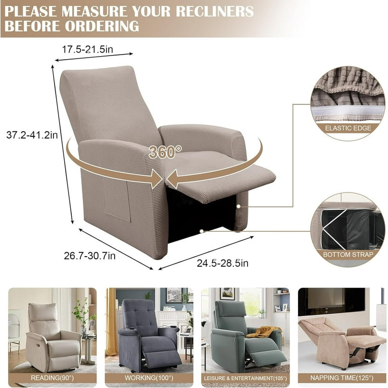 Recliner Chair Cover Jacquard Chair Covers 4 Piece Small Recliner Sofa Slipcover for Home Theater Seating with Elastic Bottom Recliner Protector with Pocket for Recliners Taupe Walmart