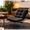 Black, variant on Modern Accent Chair Tufted Leather with Polished Metal Frame, High Back Soft Padded Lounge Chair Versatile for Living Room, Office, Bedroom & Dining Space
