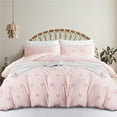 thumbnail image 3 of JOLUSERE Pink Tufted Heart Dot Duvet Cover King Set, 3 Pieces Ultra Soft Jacquard Embroidery Shabby Chic Bedding Set for All Season, 3 of 15