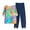 Navy, variant on 2 Piece Sets for Women Fall Plus Size Linen Pants Set for Women Pink Women's Casual Round Neck 5/4 Sleeve Top And Pants Digital Printing Two-piece Set