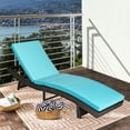 thumbnail image 3 of Gymax Foldable Patio Rattan Chaise Lounge Chair w/5 Back Positions Turquoise Cushion, 3 of 10