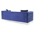 thumbnail image 3 of Passion Furniture Paige 86 in. Blue Tufted Velvet 3-Seater Sofa with 2-Throw Pillow, 3 of 4