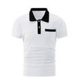thumbnail image 4 of hoksml Mens Summer Athletic Short Sleeve Solid Color Collared Button Polos Fashion Chest Pocket Colour Blocking T Shirt Classic Golf Shirts, 4 of 9