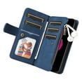 thumbnail image 4 of Multifunctional Case for iPhone 7 Plus, iPhone 8 Plus,9 Credit Cards Holder with Wrist Strap, Premium PU Leather Zipper Wallet Purse Magnetic Flip Phone Cover For iPhone 8 Plus/7 Plus, Blue, 4 of 12